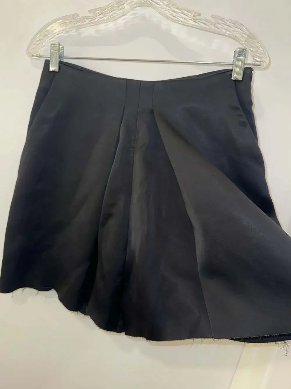 Céline Black Pleated Raw-Hem Skirt/Culottes